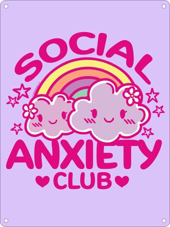 Mini enseigne en tôle Social Anxiety Club