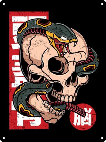 Unorthodox Collective Snake Skull Tattoo Mini Plaque en Métal