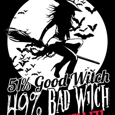 51% Good, 49% Bad Witch Small Tin Sign