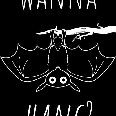 Cute Bat Wanna Hang? Greet Tin Card