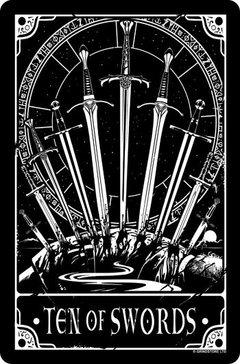 Deadly Tarot - Ten Of Swords Petite Plaque En Métal 1