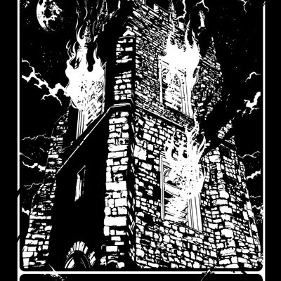 Deadly Tarot - The Tower Greet Tin Card