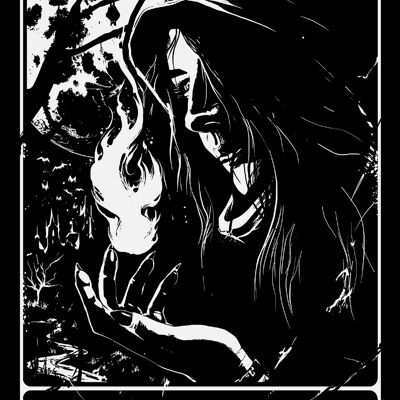Tarot mortal - La bruja saluda la tarjeta de hojalata