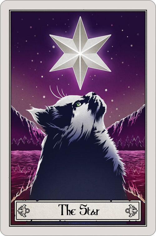 Deadly Tarot Felis - The Star Greet Tin Card