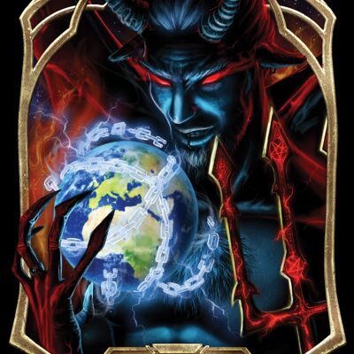 Obsidiana del Tarot Mortal - El Diablo Saluda a la Tarjeta de Estaño