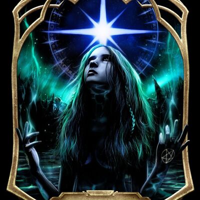 Obsidiana del Tarot Mortal - La estrella saluda la tarjeta de hojalata