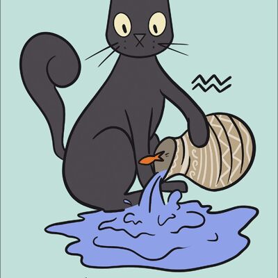Gruselige Katzenhoroskope Wassermann-Grüße-Blechkarte