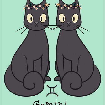 Spooky Cat Horoscopes Gemini Greet Tin Card