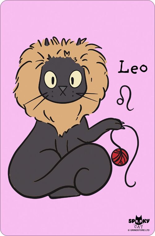 Spooky Cat Horoscopes Leo Greet Tin Card