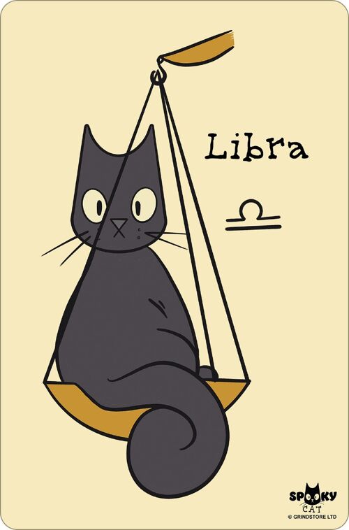 Spooky Cat Horoscopes Libra Greet Tin Card