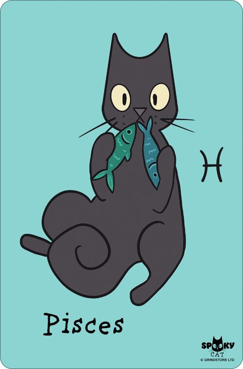 Spooky Cat Horoscopes Pisces Greet Tin Card