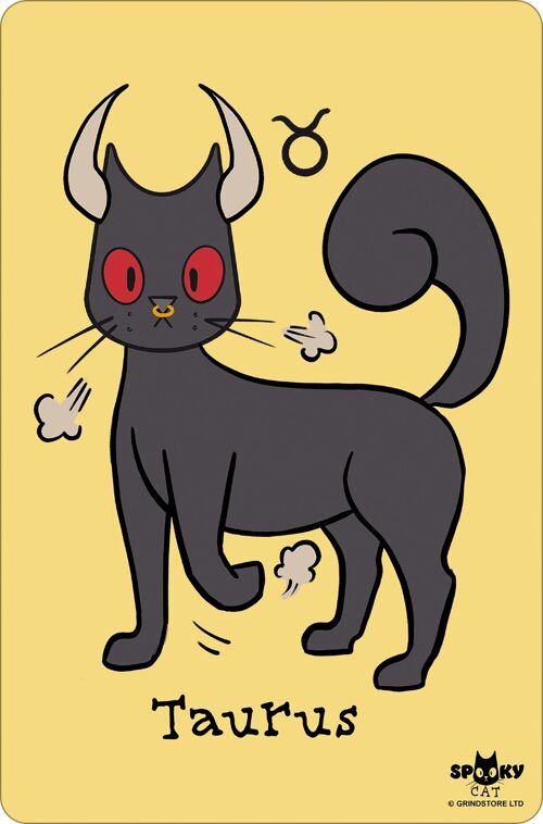 Spooky Cat Horoscopes Taurus Greet Tin Card