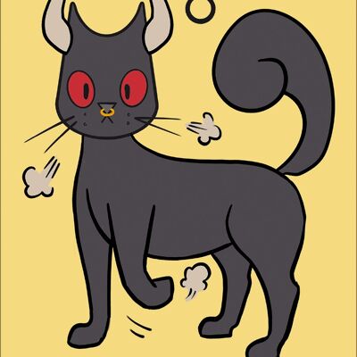 Tarjeta de hojalata con horóscopos de gato espeluznante, Tauro, saludo