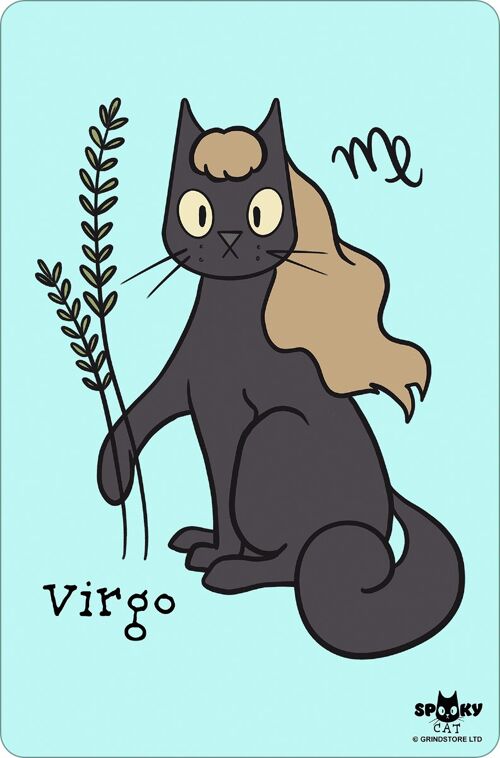 Spooky Cat Horoscopes Virgo Greet Tin Card