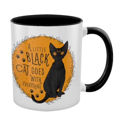 Un pequeño gato negro combina con todo Taza interior negra de 2 tonos