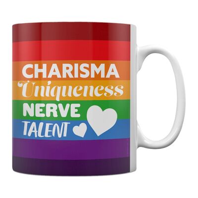 Charisma, Einzigartigkeit, Nerven & Talent Regenbogenbecher