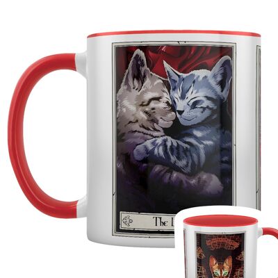 Deadly Tarot Felis - The Lovers, The Fool & The Devil Red Inner 2-Tone Mug