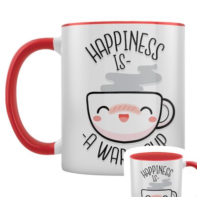 Le bonheur est une tasse chaude Mug intérieur rouge 2 tons