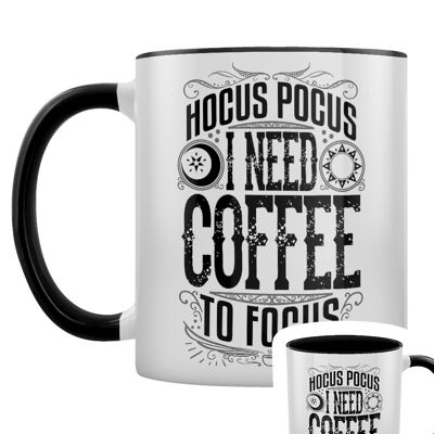 Hocus Pocus I Need Coffee To Focus Schwarze, zweifarbige Innentasse