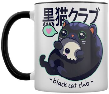 Kawaii Coven Black Cat Club Mug intérieur 2 tons noir 3