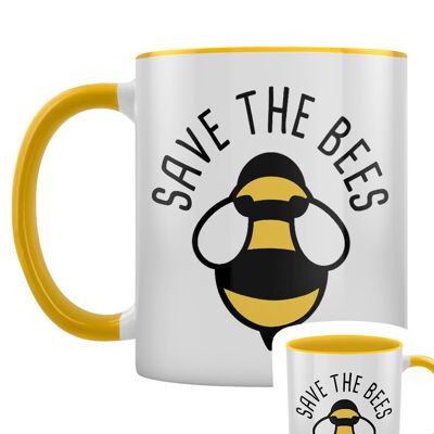 Save The Bees Taza interior bicolor amarilla