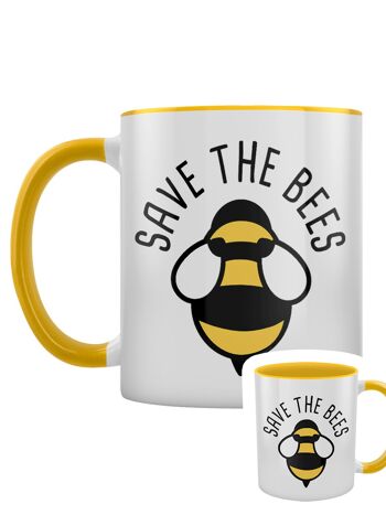 Save The Bees Mug intérieur jaune 2 tons 1