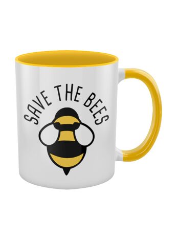 Save The Bees Mug intérieur jaune 2 tons 2
