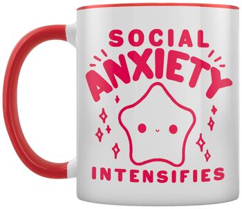 L'anxiété sociale s'intensifie Mug intérieur rouge 2 tons 3