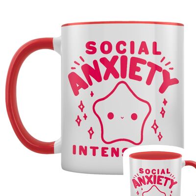 L'anxiété sociale s'intensifie Mug intérieur rouge 2 tons