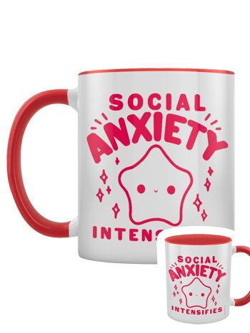 L'anxiété sociale s'intensifie Mug intérieur rouge 2 tons 1