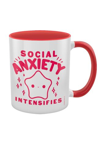 L'anxiété sociale s'intensifie Mug intérieur rouge 2 tons 2