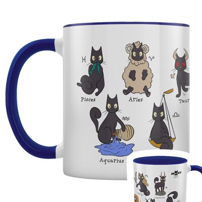Spooky Cat A Guide To Horoscopes Mug intérieur bleu 2 tons