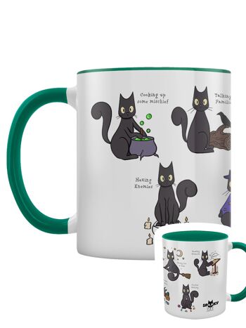 Spooky Cat A Guide To Witchcraft Mug intérieur vert 2 tons 1