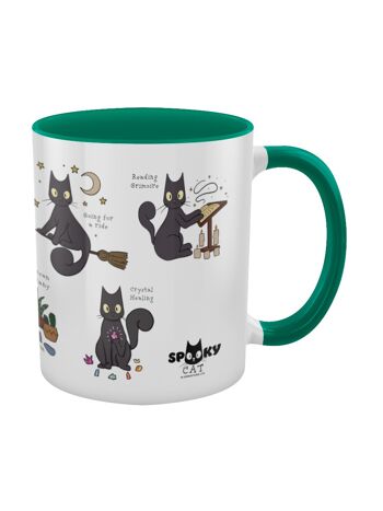 Spooky Cat A Guide To Witchcraft Mug intérieur vert 2 tons 3