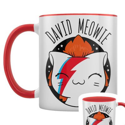 V. I. Pets David Meowie Taza interior roja de 2 tonos