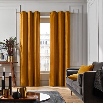 DARIO Ocher golden eyelet curtain 137x280 cm