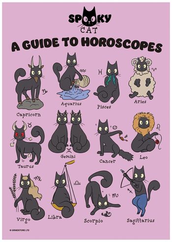 Spooky Cat Un guide des horoscopes Mini Poster