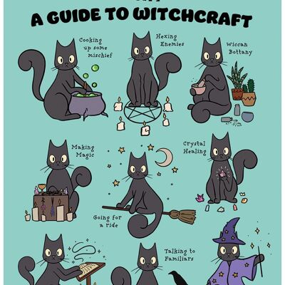 Spooky Cat Una guía para la brujería Mini Póster