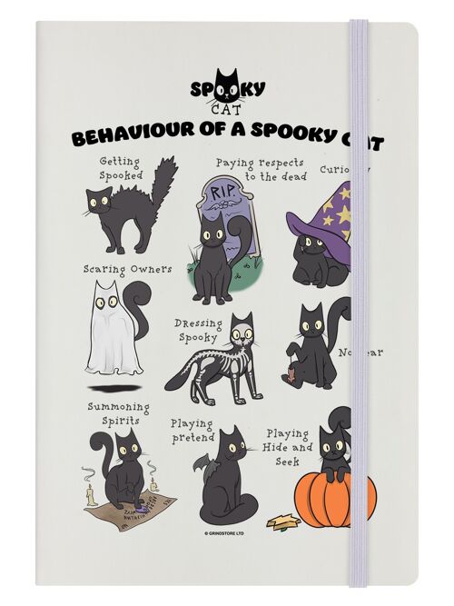 Behaviour Of A Spooky Cat Cream A5 Hard Cover Notebook