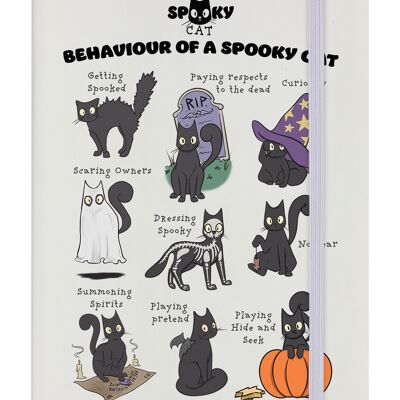 Behaviour Of A Spooky Cat Cream A5 Hard Cover Notebook