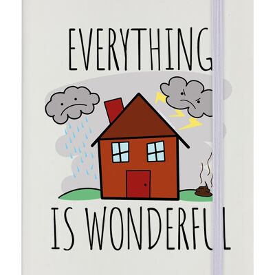 Everything Is Wonderful Cream A5 Hard Cover Notebook
