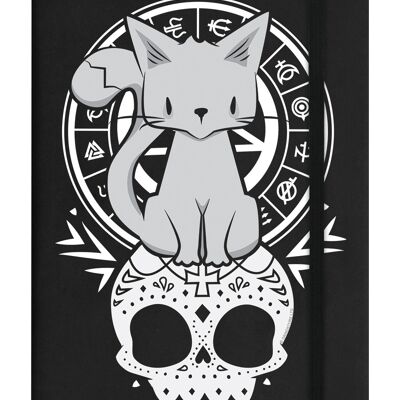 Gatito de la noche Cuaderno de tapa dura A5 negro