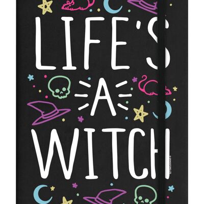 Carnet de notes A5 à couverture rigide noire Life's A Witch