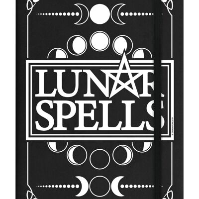 Lunar Spells A5 Schwarzes Notizbuch mit festem Einband