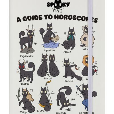 Spooky Cat Una guía de horóscopos Crema A5 Cuaderno de tapa dura