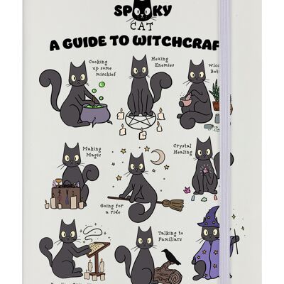Gruselige Katze A Guide To Witchcraft Cremefarbenes A5-Notizbuch mit festem Einband