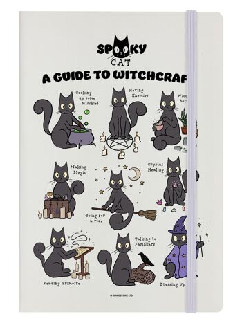 Spooky Cat A Guide To Witchcraft Cream A5 Carnet de notes à couverture rigide 1