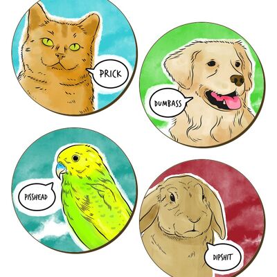 Cute But Abusive Pets - Juego de posavasos de 4 piezas