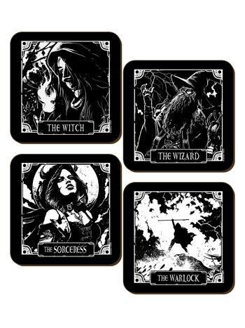 Deadly Tarot - The Wizard, The Warlock, The Sorceress & The Witch Ensemble de 4 sous-verres 1