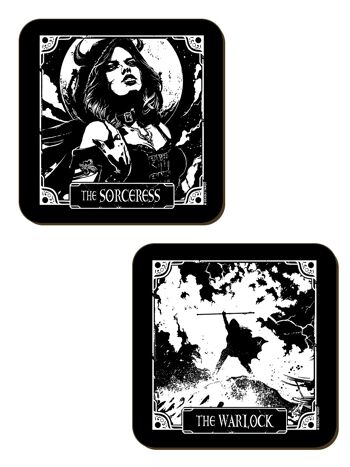 Deadly Tarot - The Wizard, The Warlock, The Sorceress & The Witch Ensemble de 4 sous-verres 2